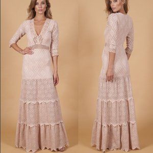 NIGHTCAP CLOTHING Hazel Lace Maxi Dress Gown / Size XS / Blush Nude Wedding